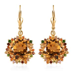 Blossom Cut Brazilian Citrine and Multi Gemstone Lever Back Earrings in Vermeil Yellow Gold Over Sterling Silver 17.00 ctw
