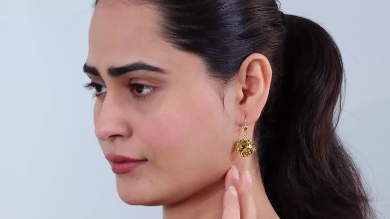 TLV Brazilian Citrine, Multi Gemstone Lever Back Earrings in Vermeil YG Over Sterling Silver 17.00 ctw