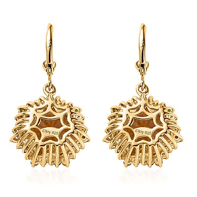 Blossom Cut Brazilian Citrine and Multi Gemstone Lever Back Earrings in Vermeil Yellow Gold Over Sterling Silver 17.00 ctw