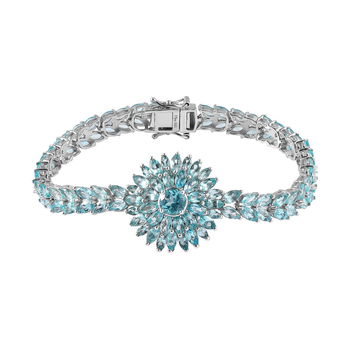 Betroka Blue Apatite Floral Spray Bracelet in Platinum Over Sterling Silver (7.25 In) 17.00 ctw image number 0