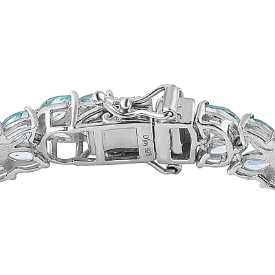 D'Joy Betroka Blue Apatite Floral Spray Bracelet in Platinum Over Sterling Silver (7.25 In) 17.00 ctw
