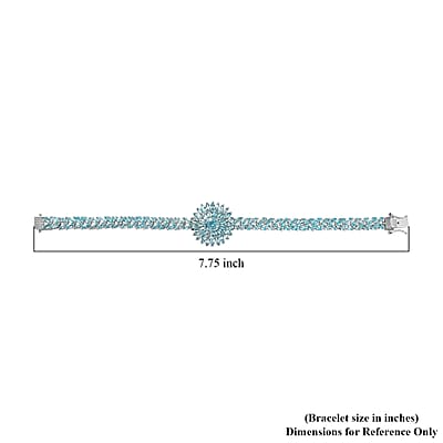 D'Joy Betroka Blue Apatite Floral Spray Bracelet in Platinum Over Sterling Silver (7.25 In) 17.00 ctw