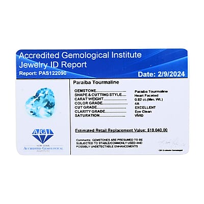 Certified & Appraised AAAA Paraiba Tourmaline (Hrt Free Size) 0.50 ctw