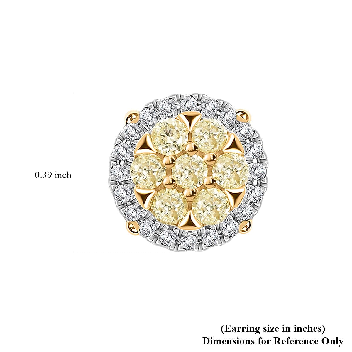 14K Yellow Gold Natural Yellow and White Diamond Earrings 0.75 ctw