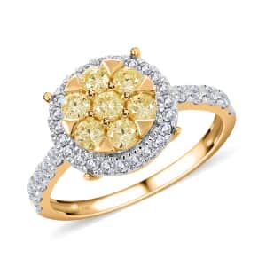 14K Yellow Gold Natural Yellow and White Diamond Ring (Size 10.0) 1.00 ctw