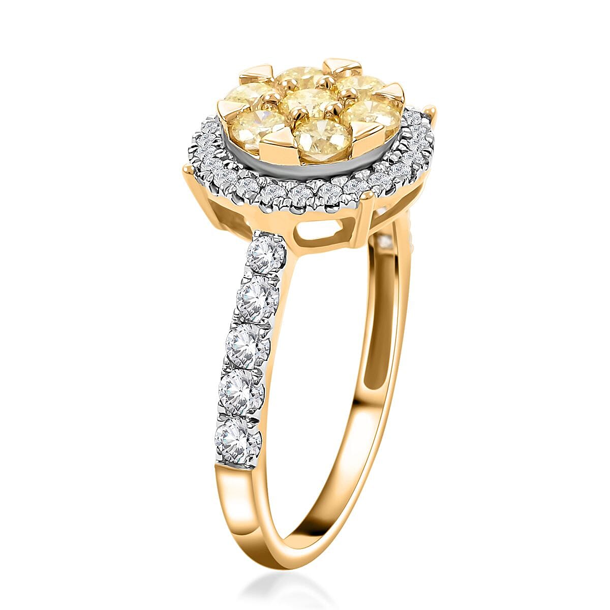14K Yellow Gold Natural Yellow and White Diamond Ring (Size 10.0) 1.00 ctw