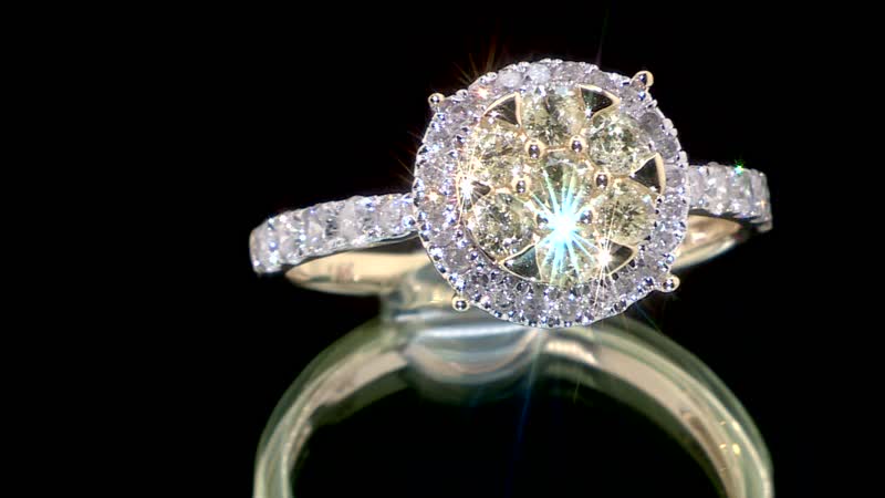 Natural Yellow and White Diamond Ring in 14K Yellow Gold