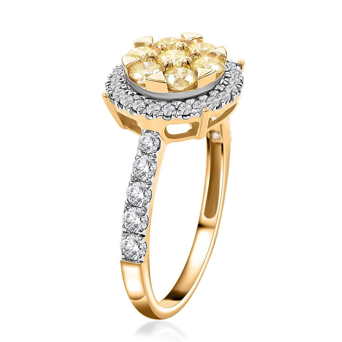 14K Yellow Gold Natural Yellow and White Diamond Ring (Size 7.5) 1.00 ctw image number 3
