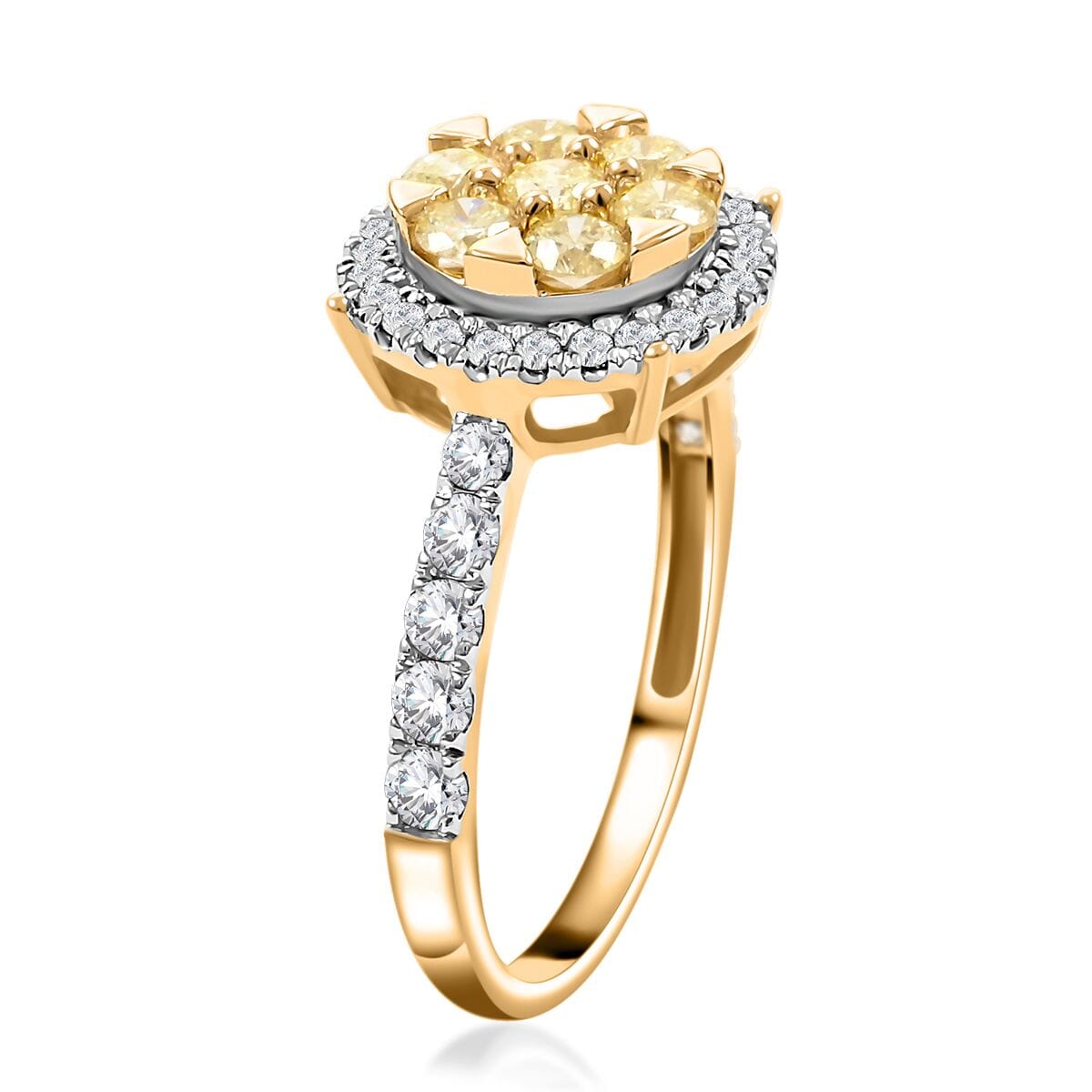 14K Yellow Gold Natural Yellow and White Diamond Ring (Size 9.5) 1.00 ctw image number 3