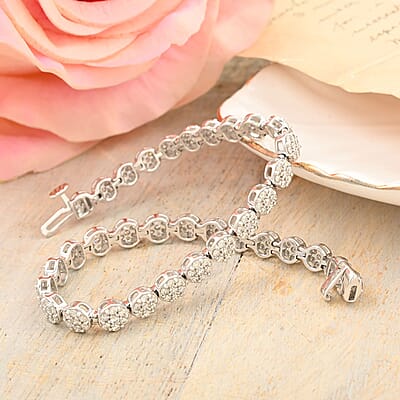14K White Gold Diamond G-H SI3 Bracelet (7.00 In) 10.80 Grams 2.50 ctw
