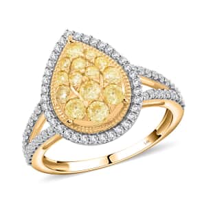 14K Yellow Gold I2-I3 Natural Yellow and White Diamond Ring (Size 10.0) 1.00 ctw