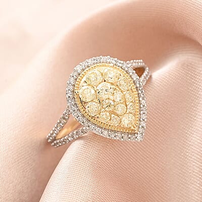 14K Yellow Gold I2-I3 Natural Yellow and White Diamond Ring (Size 10.0) 1.00 ctw
