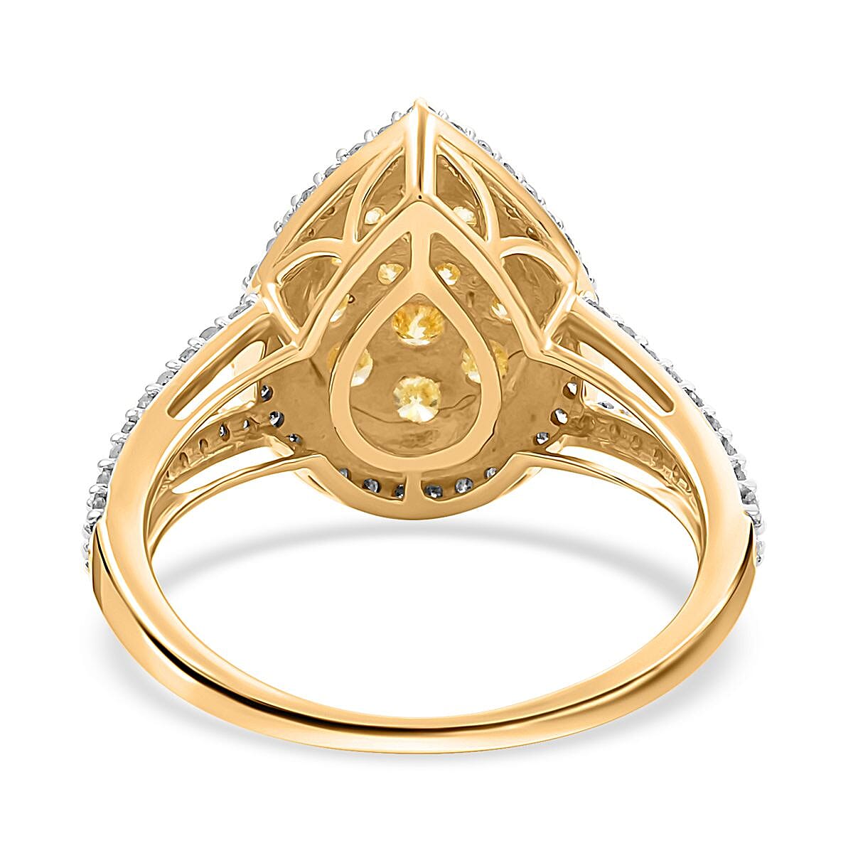14K Yellow Gold I2-I3 Natural Yellow and White Diamond Ring (Size 10.0) 1.00 ctw