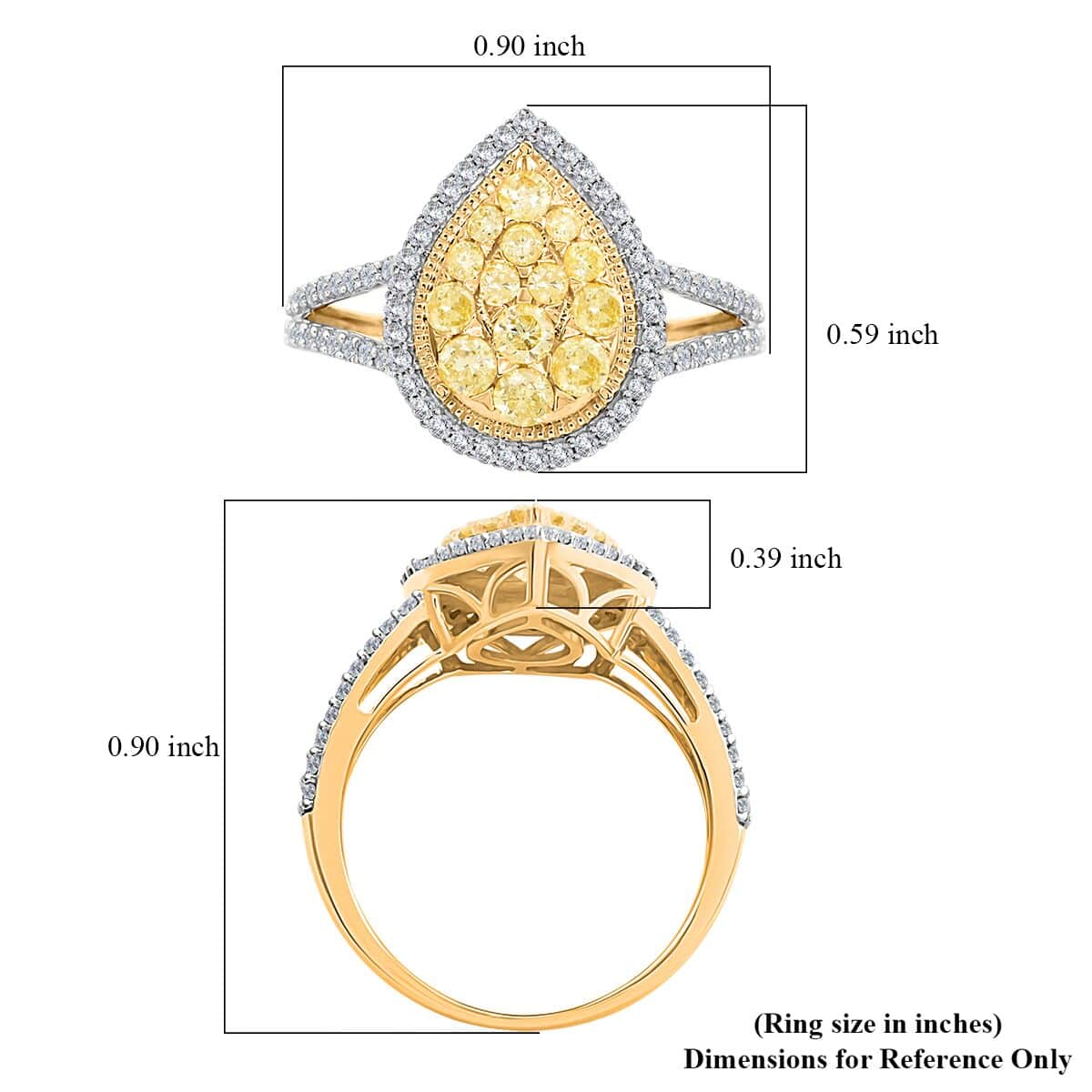 14K Yellow Gold I2-I3 Natural Yellow and White Diamond Ring (Size 10.0) 1.00 ctw image number 5