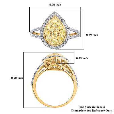 14K Yellow Gold I2-I3 Natural Yellow and White Diamond Ring (Size 10.0) 1.00 ctw