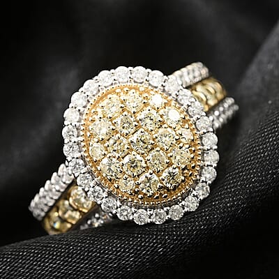 14K Yellow Gold I2-I3 Natural Yellow and White Diamond Ring (Size 10.0) 1.50 ctw