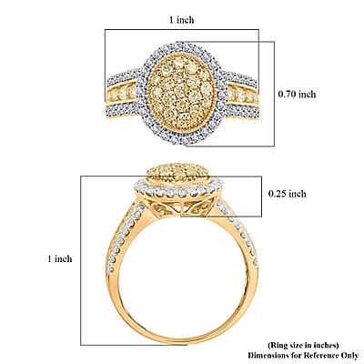14K Yellow Gold I2-I3 Natural Yellow and White Diamond Ring (Size 10.0) 1.50 ctw