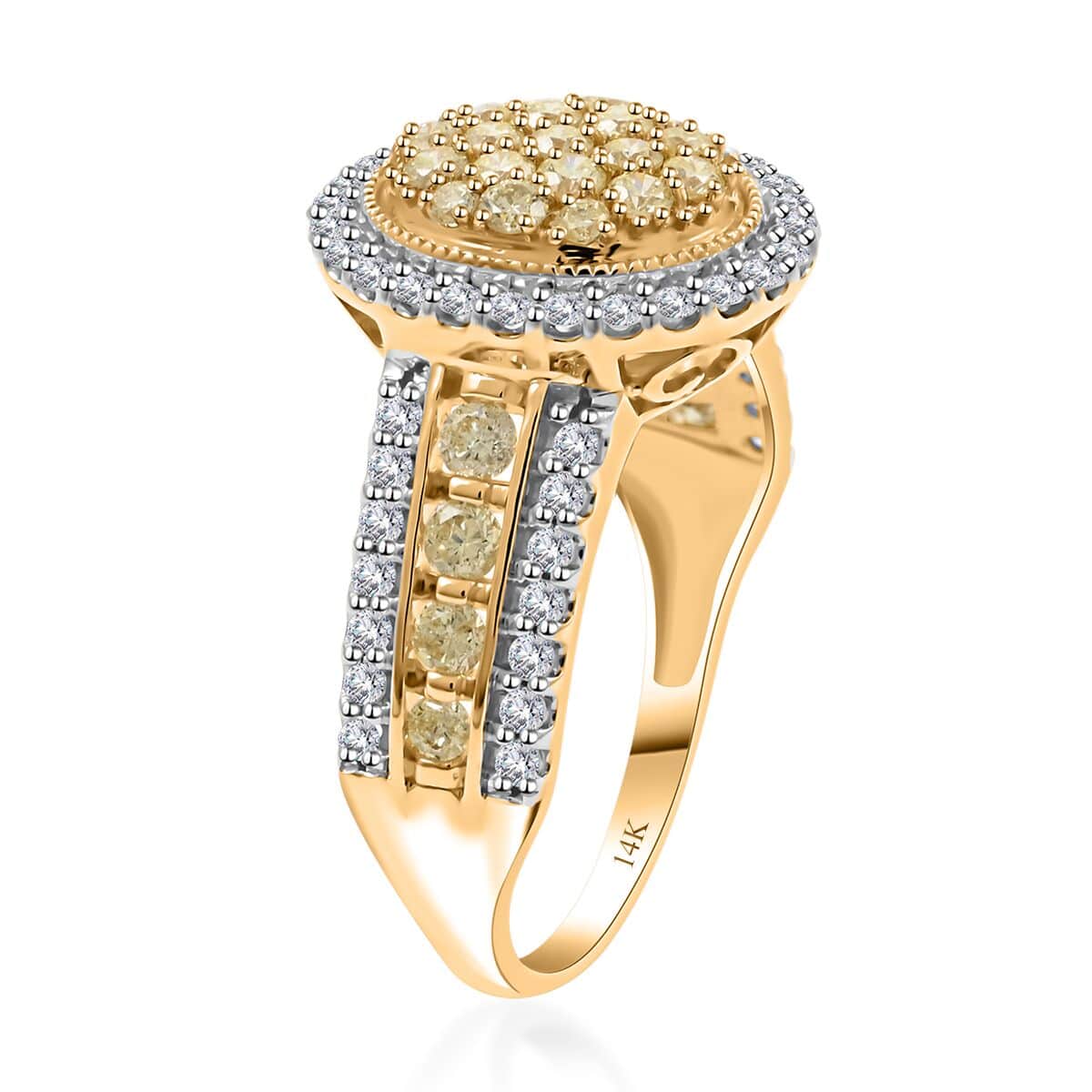 14K Yellow Gold I2-I3 Natural Yellow and White Diamond Ring (Size 6.0) 1.50 ctw image number 3