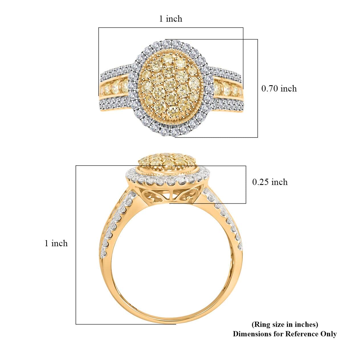 14K Yellow Gold I2-I3 Natural Yellow and White Diamond Ring (Size 6.0) 1.50 ctw image number 5