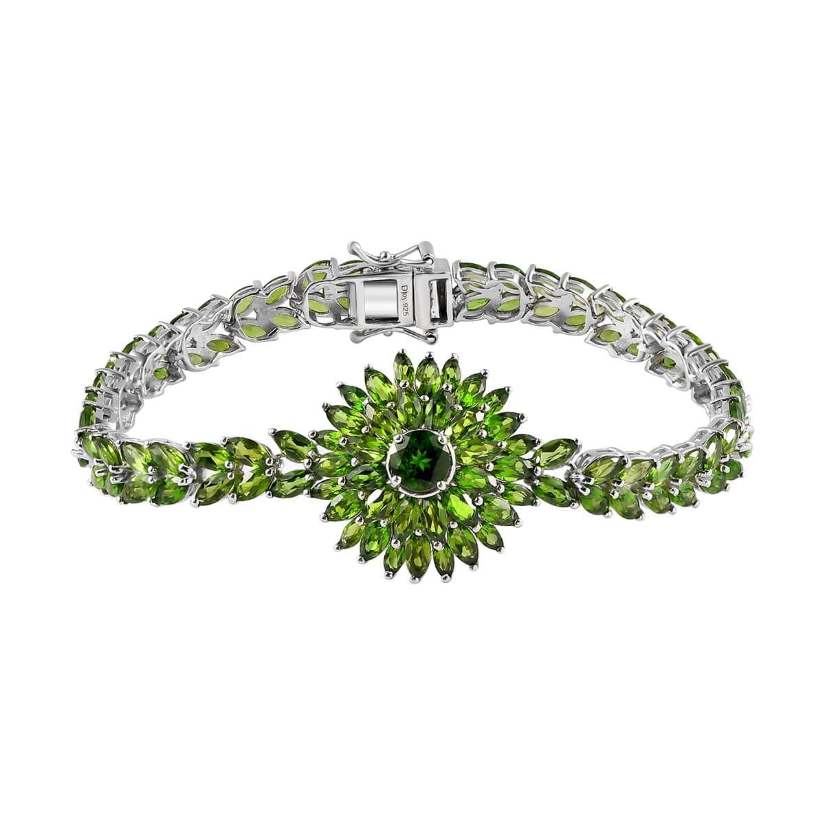 Chrome Diopside Floral Spray Bracelet in Platinum Over Sterling Silver (7.25 In) 19.15 ctw image number 0