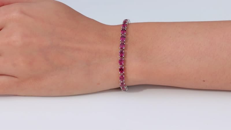 Rhapsody 950 Platinum AAAA Ouro Fino Rubellite Tennis Bracelet (7.25 In) 14.15 Grams 14.50 ctw