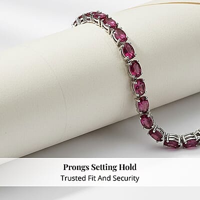 Rhapsody 950 Platinum AAAA Ouro Fino Rubellite Tennis Bracelet (7.25 In) 14.15 Grams 14.50 ctw