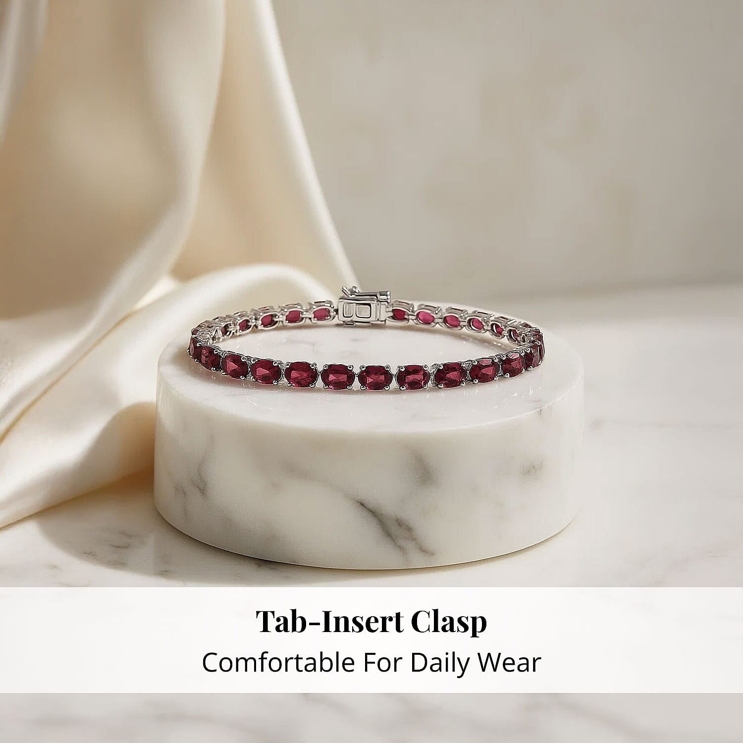 Rhapsody 950 Platinum AAAA Ouro Fino Rubellite Tennis Bracelet (7.25 In) 14.15 Grams 14.50 ctw