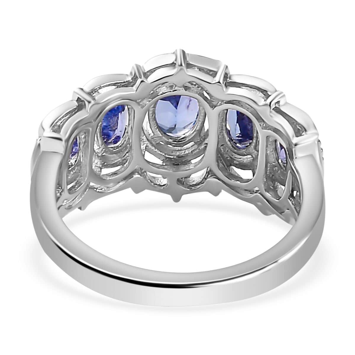 Tanzanite 5 Stone Ring in Platinum Over Sterling Silver (Size 10.0) 1.20 ctw image number 4