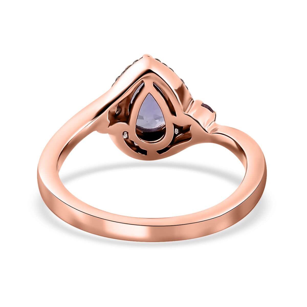 Tanzanite and Multi Gemstone Halo Ring in Vermeil Rose Gold Over Sterling Silver (Size 10.0) 0.90 ctw image number 4