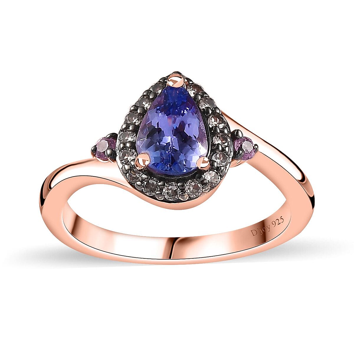 Tanzanite and Multi Gemstone Halo Ring in Vermeil Rose Gold Over Sterling Silver (Size 7.0) 0.90 ctw image number 0