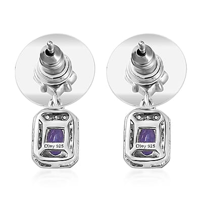 AAA Tanzanite and Multi Gemstone Dangle Earrings in Platinum Over Sterling Silver 1.35 ctw