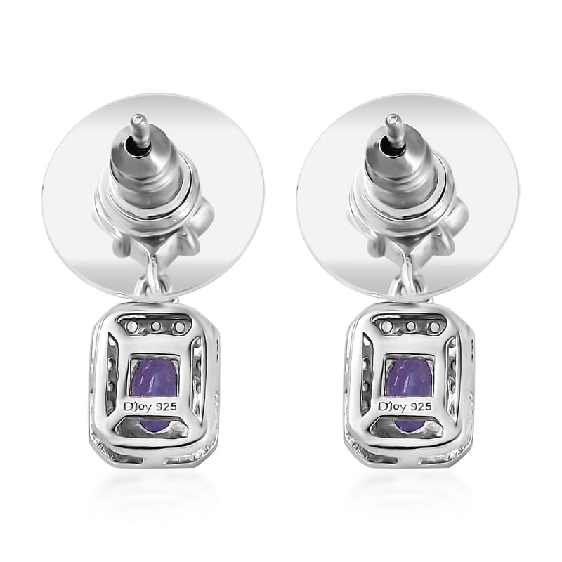 AAA Tanzanite and Multi Gemstone Dangle Earrings in Platinum Over Sterling Silver 1.35 ctw