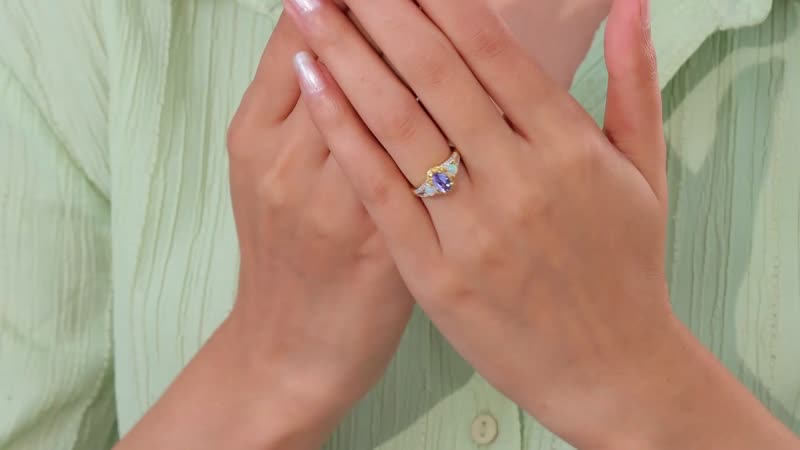 Tanzanite, Multi Gemstone Ring in Vermeil YG Over Sterling Silver (Size 10.0) 1.35 ctw
