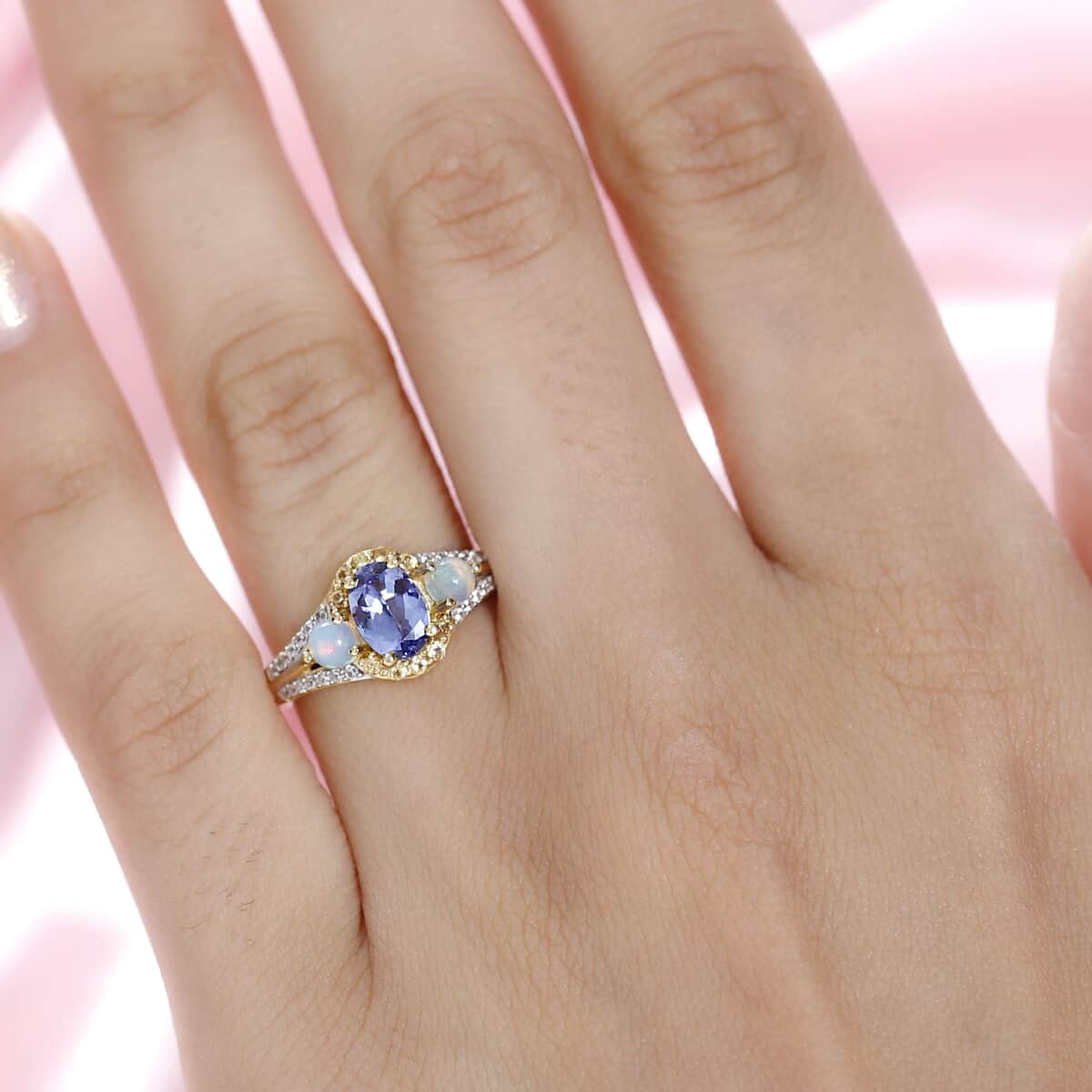 Tanzanite, Multi Gemstone Ring in Vermeil YG Over Sterling Silver (Size 10.0) 1.35 ctw image number 2