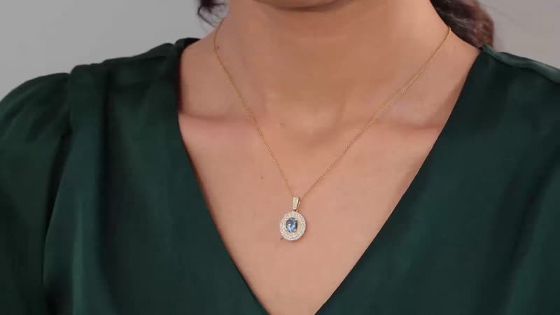 Luxoro 14K Yellow Gold AAA Santa Maria Aquamarine, I2-I3 Natural Yellow and White Diamond Floral Pendant 1.40 ctw