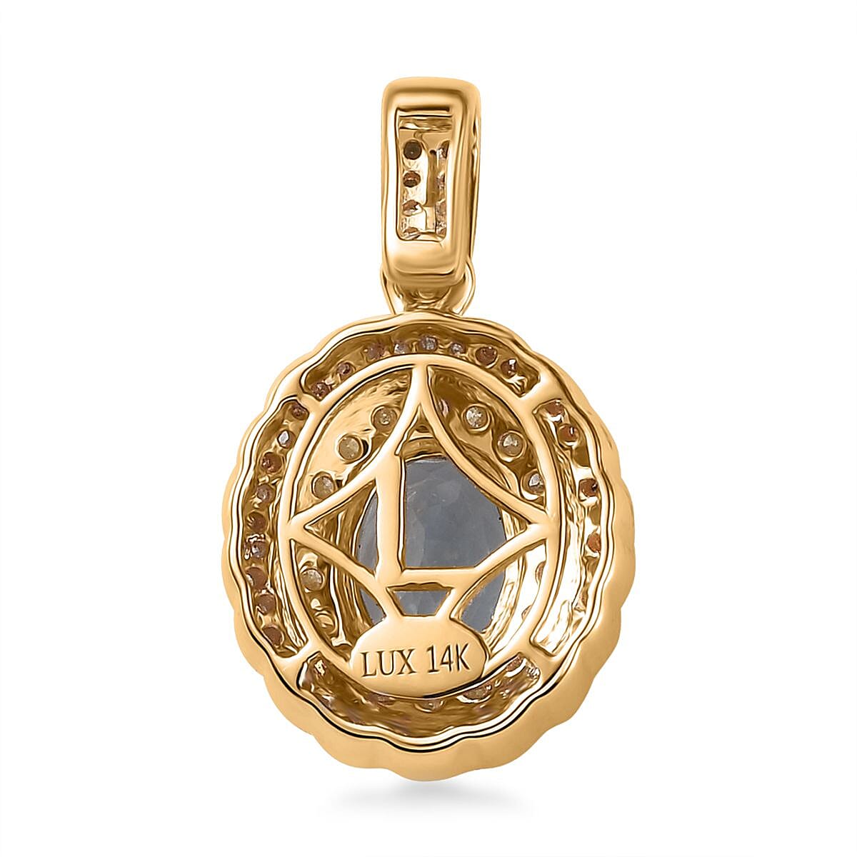Luxoro 14K Yellow Gold AAA Santa Maria Aquamarine, I2-I3 Natural Yellow and White Diamond Floral Pendant 1.40 ctw