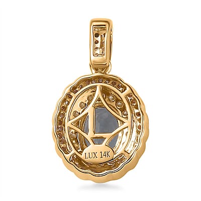 Luxoro 14K Yellow Gold AAA Santa Maria Aquamarine, I2-I3 Natural Yellow and White Diamond Floral Pendant 1.40 ctw