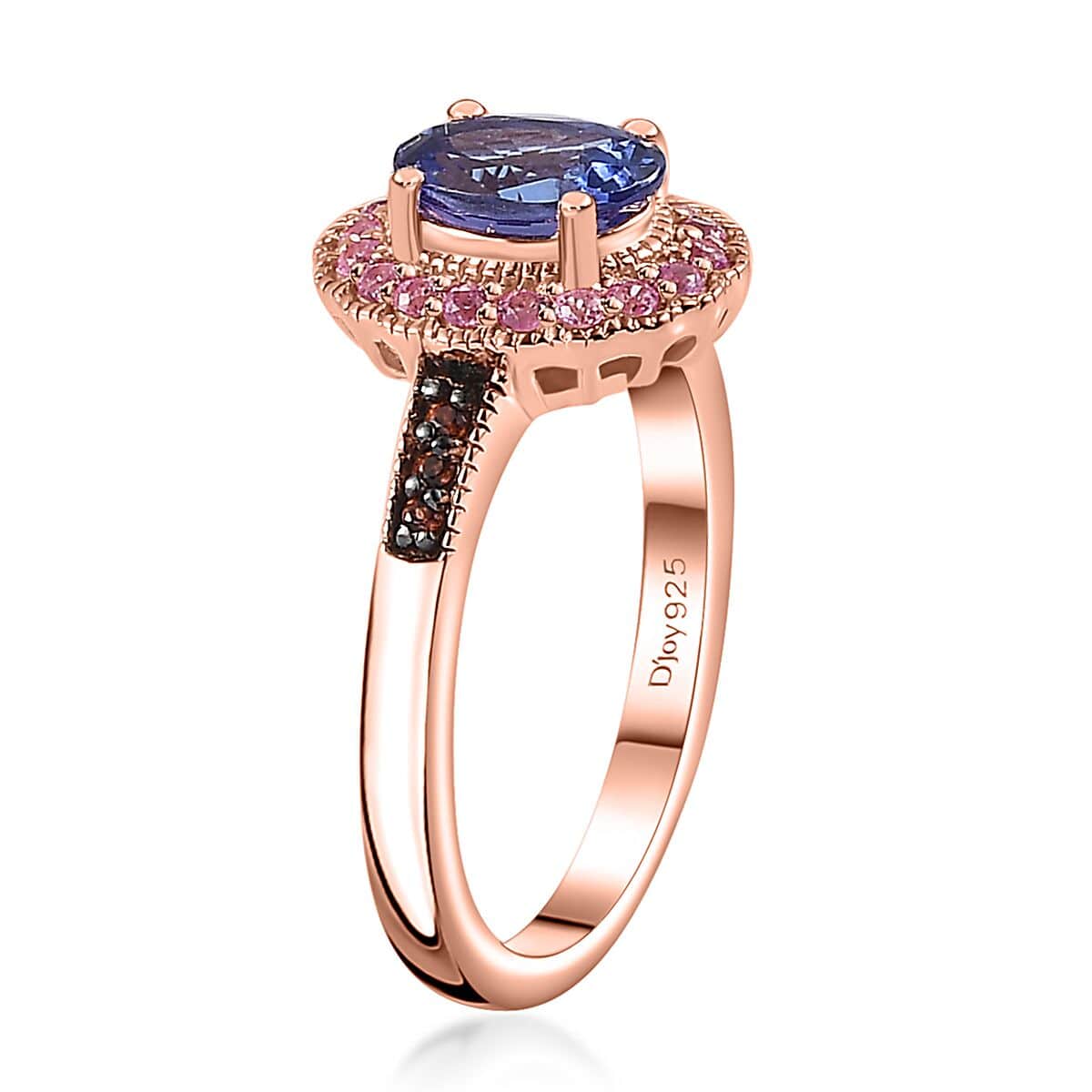 AAA Tanzanite and Multi Gemstone Halo Ring in Vermeil Rose Gold Over Sterling Silver (Size 10.0) 1.15 ctw image number 3