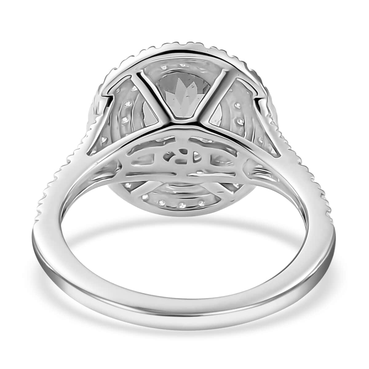 Rhapsody 950 Platinum AAAA Santa Maria Aquamarine and E-F VS Diamond Double Halo Ring (Size 6.5) 5.85 Grams 2.20 ctw image number 4