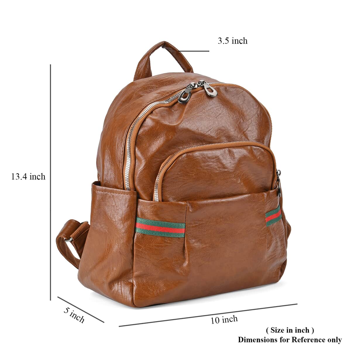 Brown Faux Leather Multi Pocket Backpack image number 6