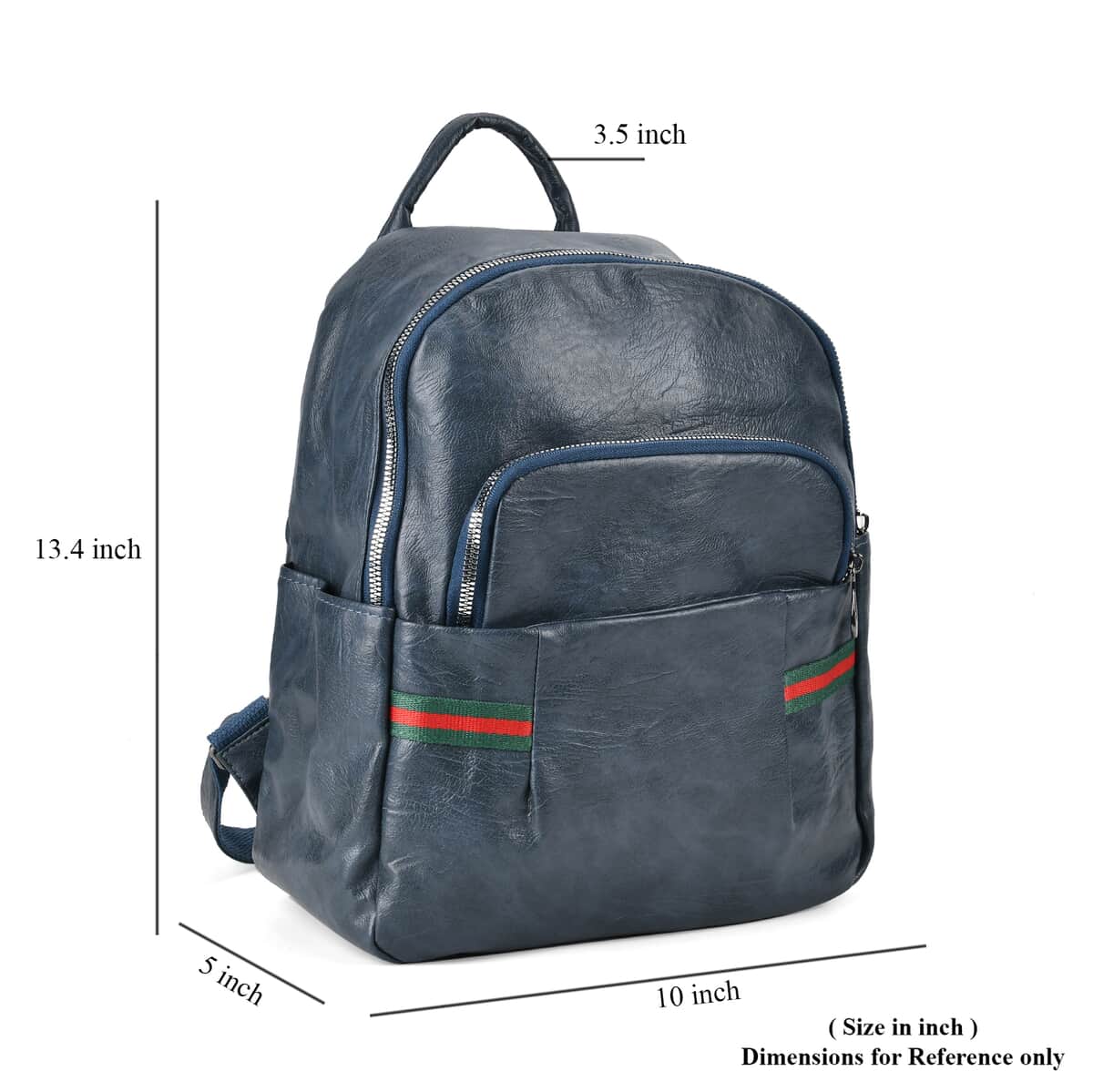 Blue Faux Leather Multi Pocket Backpack image number 6