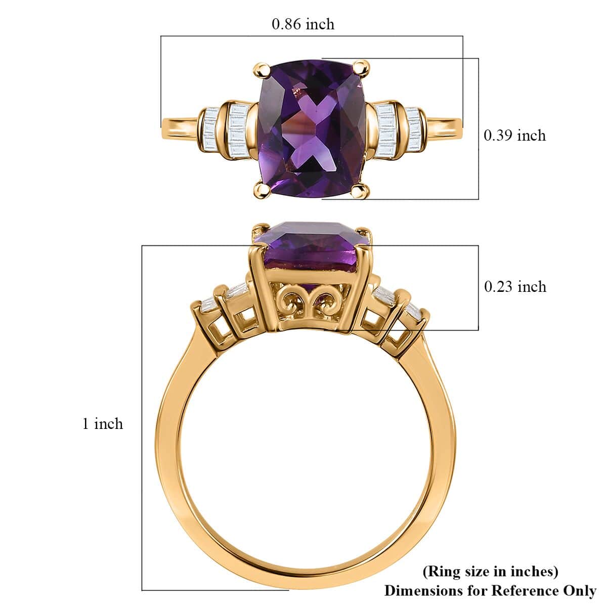 Premium Moroccan Amethyst and White Diamond Ring in Vermeil Yellow Gold Over Sterling Silver (Size 10.0) 3.10 ctw image number 5