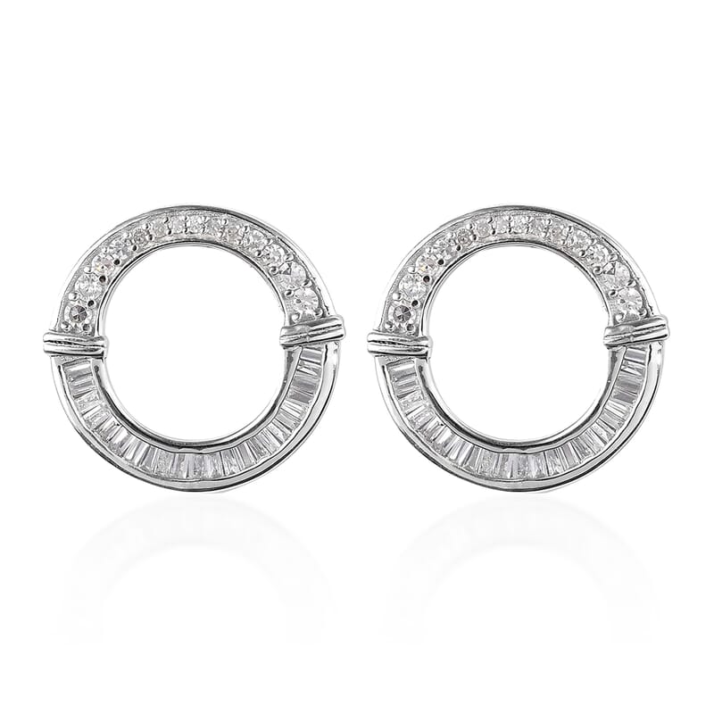 Diamond I2 0.75 ctw Earrings in Rhodium Over Sterling Silver