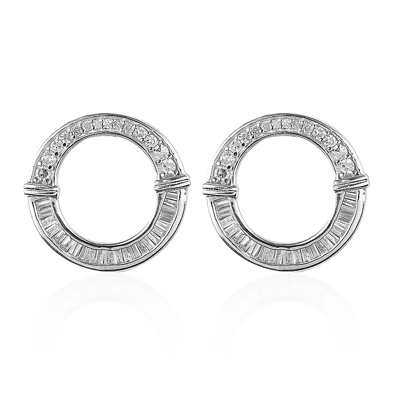 Diamond I2 0.75 ctw Earrings in Rhodium Over Sterling Silver