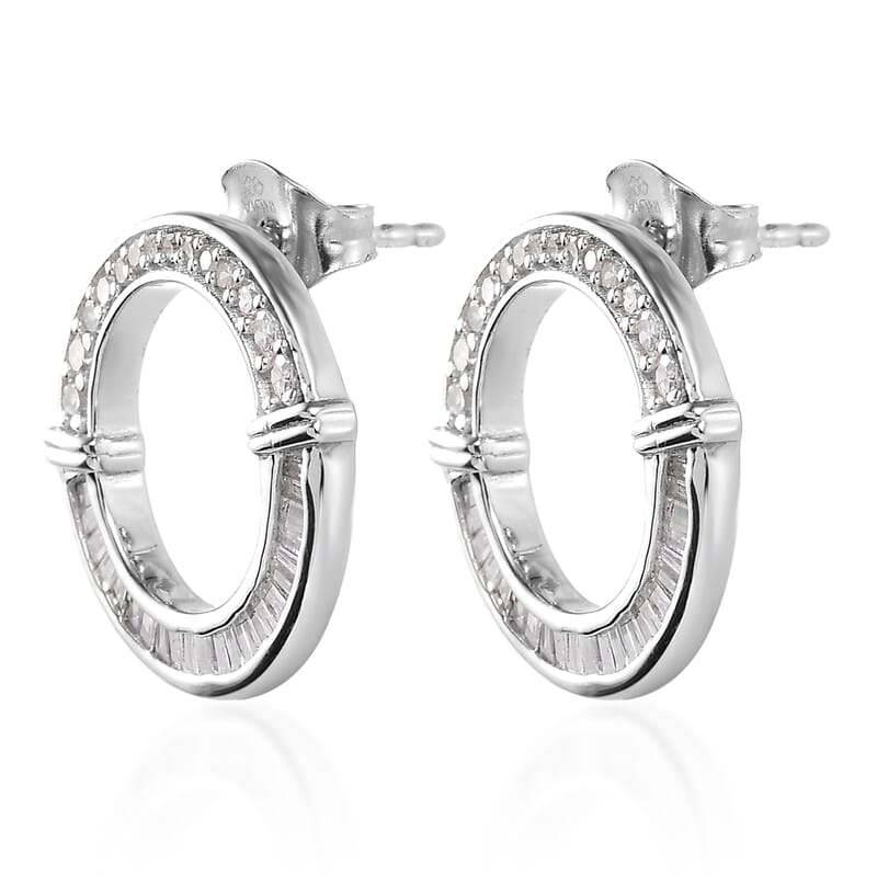 Diamond I2 0.75 ctw Earrings in Rhodium Over Sterling Silver