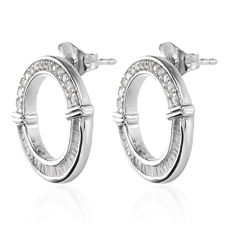 Diamond I2 0.75 ctw Earrings in Rhodium Over Sterling Silver