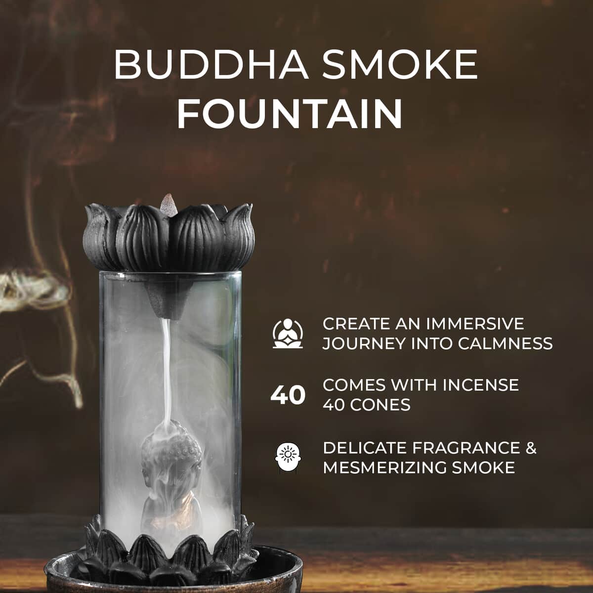 "Buddha/ Elephant Smoke Fountain With Incense Cones" image number 2