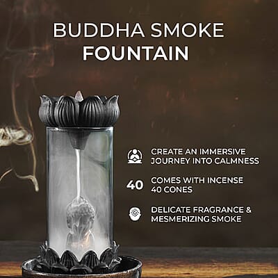 Golden Buddha Smoke Fountain With Incense 40 Cones 7.50 Inch