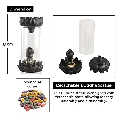 Golden Buddha Smoke Fountain With Incense 40 Cones 7.50 Inch