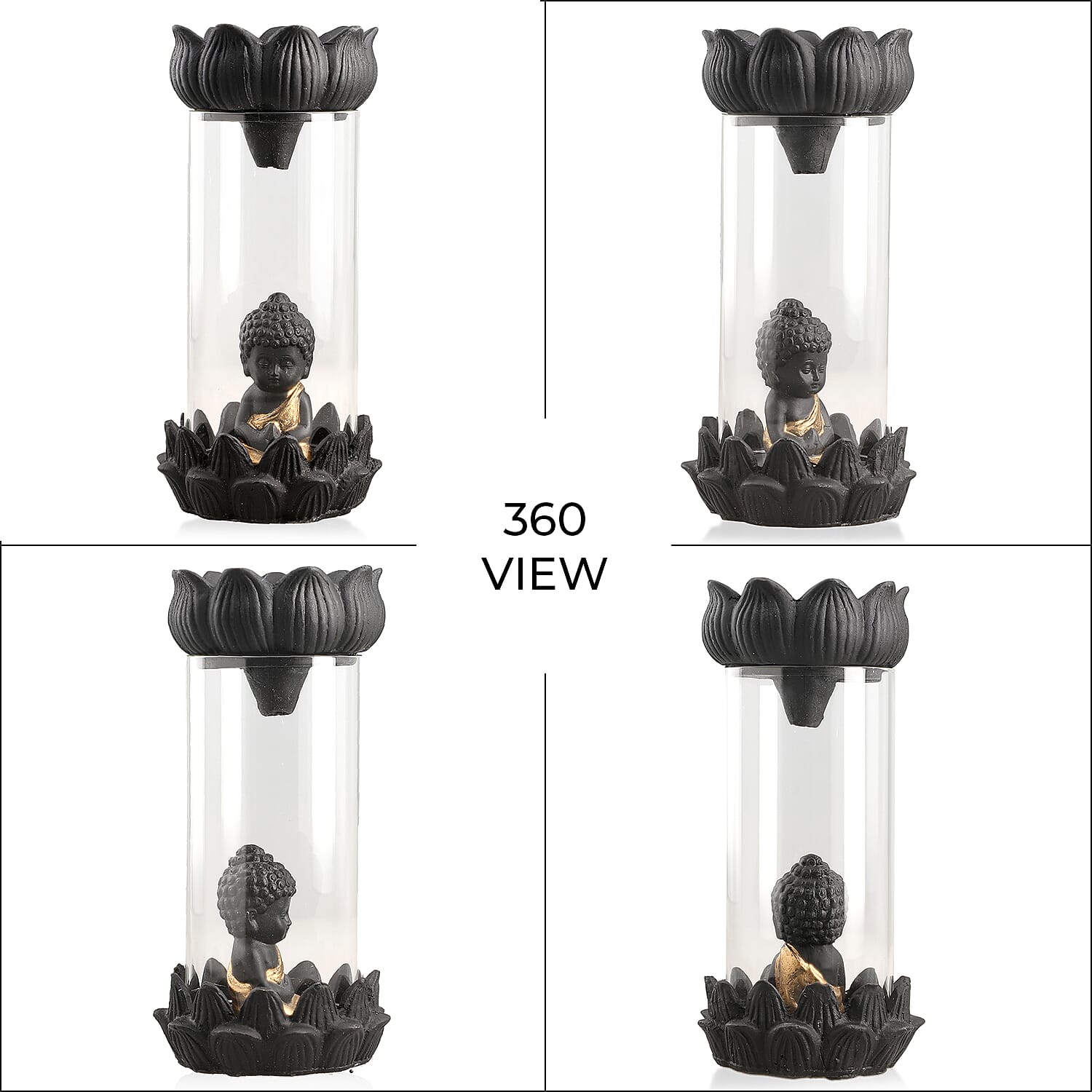 Golden Buddha Smoke Fountain With Incense 40 Cones 7.50 Inch